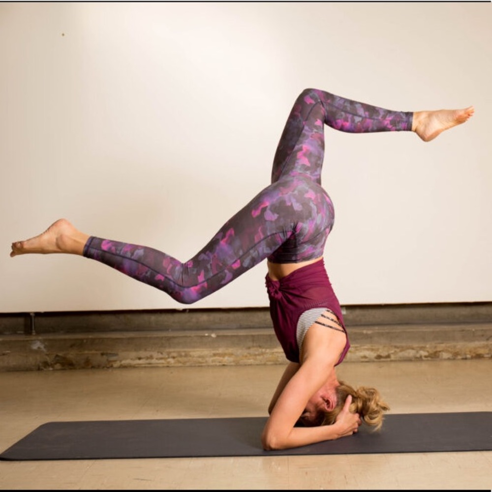 Long length yoga workout pants watercolor